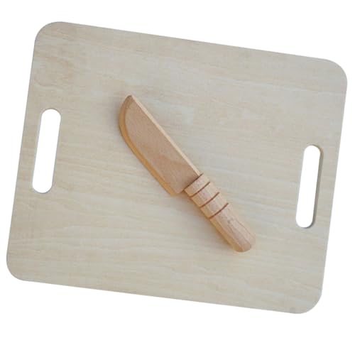 MAGICLULU Holz Schneideset DIY Schneidebrett und Sicheres Cutter für Kreative Küche Kleinkinder Holzspielzeug zur Hand Koordination und Motorischen von MAGICLULU