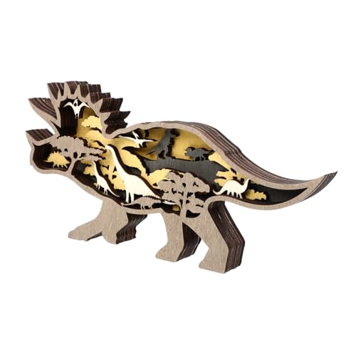 MAGICLULU Holz Geschnitzt Dinosaurier Schreibtisch Zubehör Dinosaurier Ornament Einzigartige Home Decor Handgemachte Kunstwerk von MAGICLULU