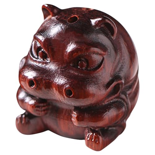 MAGICLULU Holzstatue Von Hippo Nilpferdperlen Aus Holz Nilpferdfigur Aus Holz Nilpferd-Dekoration Für Zu Hause Holzdekor Kleine Holztiere Chinesisches Puppe Sandelholz Modellieren von MAGICLULU