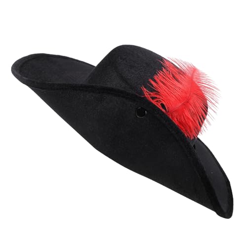 MAGICLULU Karnevalshut mit Federn für Herren Piratenhut Dekorativer Partyhut für Kostümpartys Fotorequisiten und Bühnenauftritte Einzigartiges Accessoire für Festlichkeiten von MAGICLULU