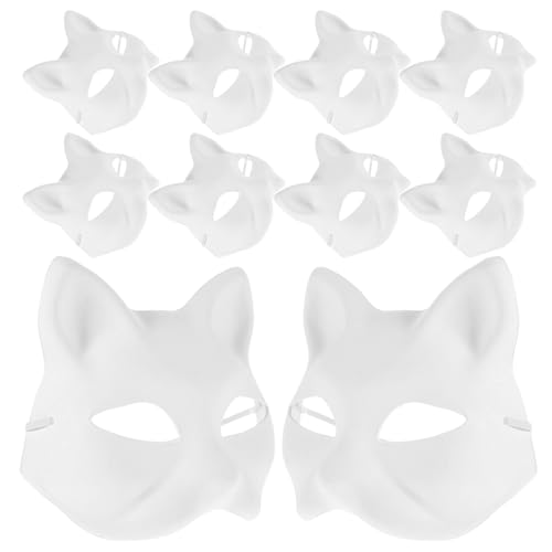 MAGICLULU Katzenmasken 20 Stück Unbemalte Katzenmasken Maskerade-Katzenmasken Leere Fuchs-Papiermasken Bemalbare Leere Halbtiermasken Opernkatzen-Anziehmasken Für Maskerade Cosplay-Zubehör von MAGICLULU