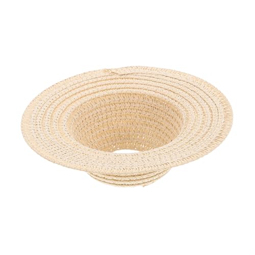 MAGICLULU Mini Strohhut für Puppen Leichter DIY Topf Hut mit Stoff und Klebedekor Atmungsaktiv Kompakt für Puppenhaus Sommerparty und Kostümgestaltung von MAGICLULU