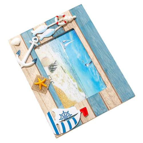 MAGICLULU Nautischer Holz Bilderrahmen Vintage Blau Tisch Mediterraner Stil Foto Display Holder Schlafzimmer Deko Geschenkidee MAGICLULU Nautischer Holz Bilderrahmen Vintage Blau Tisch Mediterraner Stil Foto Display Holder Schlafzimmer Deko Geschenkidee von MAGICLULU