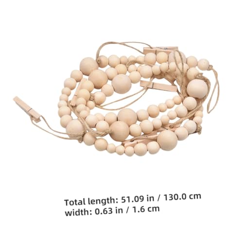 MAGICLULU Original Holzperlen Girlande mit Klammern Foto Display Wandhalter Platzsparend Dekorativ für Fotos und Karten für Weihnachten Geburtstag von MAGICLULU