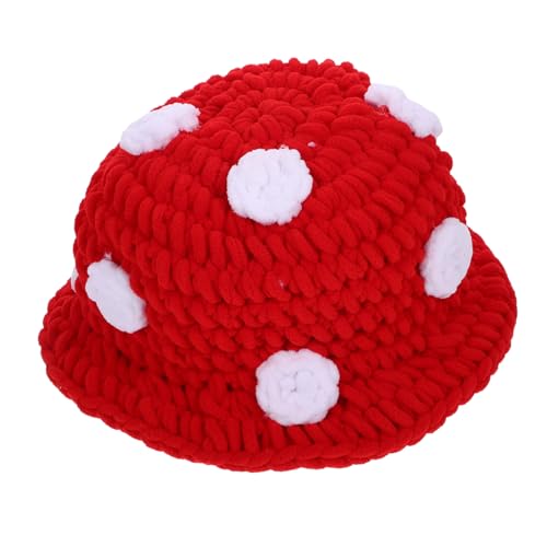 MAGICLULU Pilzkappe Dekorationshut Partyhut Neuheit Hut Pilz-Eimerhut lustige neuheitshüte Cartoonhut Hutverzierung Party-Pilzhut Unisex Hut HAT -Prop Dicker Samtfaden rot von MAGICLULU