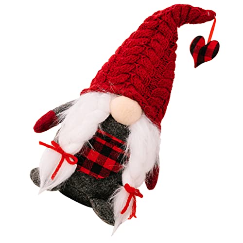 MAGICLULU Plüsch Valentinstagsgnom Figur Mit Herz Hut Dekoration Kompakte Puppe Für Fensterbank Valentinstagsdeko Stabiler Stand Für Romantische von MAGICLULU