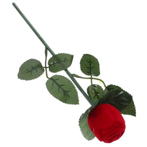 MAGICLULU Ringe Schmuckschatulle mit Verstecktem Design Rote Blumen Verlobungsring Box für Hochzeit und Valentinstag Kreative Geschenkbox für Romantische Anlässe von MAGICLULU