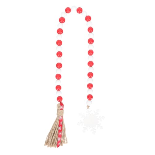 MAGICLULU Rustikale Holzperlen Girlande mit Quasten Natürliche Weihnachtsdeko für Zuhause Party und Garten Handgefertigte Bauernhaus Ornamente Vielseitig Hängbar Festtagsatmosphäre von MAGICLULU