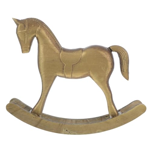 MAGICLULU Schaukelpferd Aus Holz Vintage Pferdeornament Hölzerne Pferdestatue Dekorative Tierfigur Für Wohnzimmer Büro Tischregal Heimtextilien Dekoration von MAGICLULU