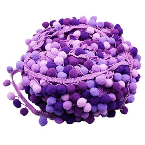 MAGICLULU Spitzenband Fransenbesatz 4. 5 5-Farbiges Farbverlaufs-Plüsch-Pom-Band Gemischte Mini-Pom-Pom-Bordüre Zum Von Heim-Party-Dekorationen (Lila) Fransen von MAGICLULU