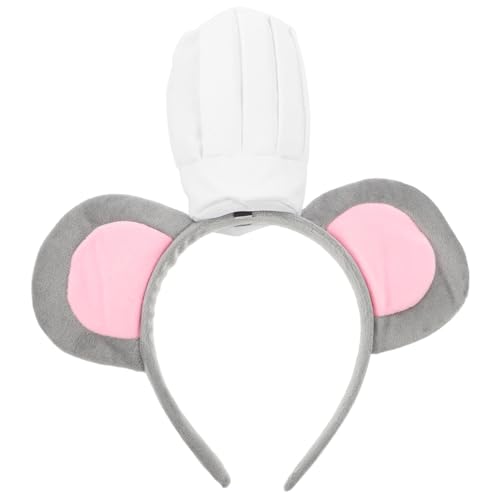MAGICLULU -Stirnband Streifenhörnchen blaues Stirnband Bausatz Stirnband Mauskostüm für Party Kopfbedeckung Mausohren grau Rattenkostüm für Erwachsene Kochmütze Stoff Grey von MAGICLULU