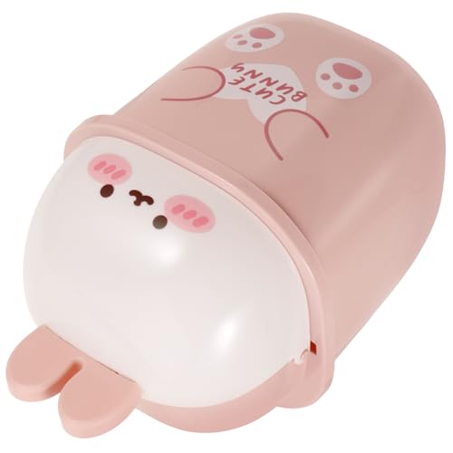 MAGICLULU Süßer Cartoon Mülleimer für Schreibtisch Praktischer Abfalleimer mit Deckel für Schlafzimmer Büro und Küche Mini Rabbit Design Weiß von MAGICLULU
