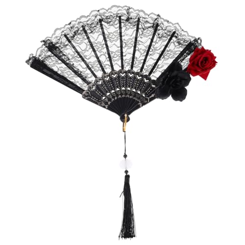 MAGICLULU Vintage Spitzen Faltfächer Handfächer Damen Schwarz mit Romantischer Spitze Faltbar und Tragbar für Halloween Party Gothic Lolita Cosplay Tanz und Viktorianische Dekoration MAGICLULU Vintage Spitzen Faltfächer Handfächer Damen Schwarz mit Romantischer Spitze Faltbar und Tragbar für Halloween Party Gothic Lolita Cosplay Tanz und Viktorianische Dekoration von MAGICLULU