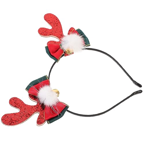 MAGICLULU Weihnachtlicher Rentier Haarreif mit Roten Pailletten Leichtes Geweih Stirnband für Karneval Party Weihnachten und Kostümzubehör Angenehme Passform Dekoratives Haar Accessoire von MAGICLULU