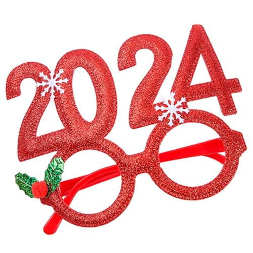 MAGICLULU Weihnachtsbrille Mit Glitzerndem Rahmen Weihnachtsbrille Fotoautomaten-Requisiten Weihnachtskostüm-Brille Weihnachtsdekoration Brille Für Urlaub Party Gastgeschenke Rot von MAGICLULU