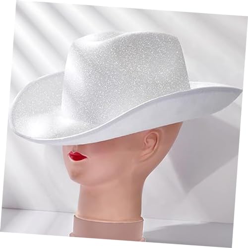 MAGICLULU Western Style Cowboyhut Damen Herren Glitzernder Paillettenhut Western Partyhut für Disco Hochzeit Halloween Kostüm Strand Weiß Leicht und Bequem MAGICLULU Western Style Cowboyhut Damen Herren Glitzernder Paillettenhut Western Partyhut für Disco Hochzeit Halloween Kostüm Strand Weiß Leicht und Bequem von MAGICLULU