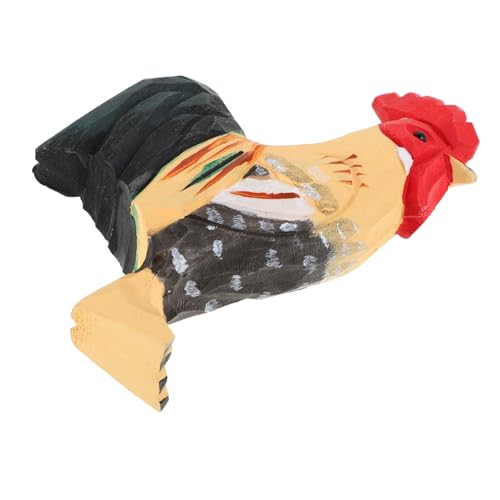 MAGICLULU schnitzereien aus Holz holzfigur holzskulptur Hahnmodell Hahnfiguren Wohnkultur Holz Geschnitzte Tiere realistischer Hahn Hühnerstatue Hahn Handwerk Skulptur hölzern Yellow von MAGICLULU