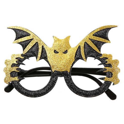 MAGIMODAC Halloween Party Brillen Lustige Dekorative Brillenfassungen Halloweenbrillen mit Kürbis Fledermaus Partybrillen für Karneval Foto Requisiten Schwarze Gold Fledermausklauen von MAGIMODAC