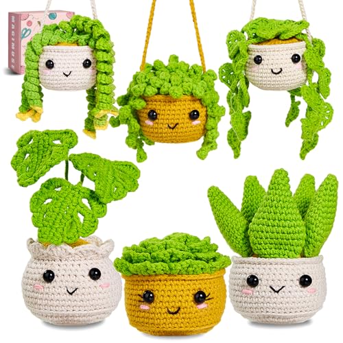 MAGIMUSE Häkelset für Anfänger, Häkel-Starter-Kits mit Schritt-für-Schritt-Video-Tutorials, DIY-Bastelsets, Amigurumi-Strickbedarf, Monstera-Pflanzenfamilie (40 % + Garn) von MAGIMUSE