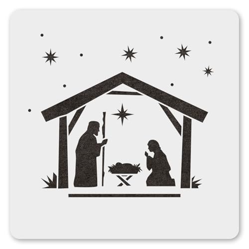 MAGJUCHE Krippen-Krippen-Schablone, 15,2 cm, wiederverwendbar, Weihnachtsschablone für Malerei, DIY, Basteln, Dekoration von MAGJUCHE