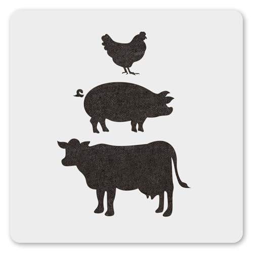 MAGJUCHE Kuh Schwein Huhn Schablone 30,5 cm, wiederverwendbare Bauernhoftier-Schablone zum Malen DIY Handwerk Dekor von MAGJUCHE