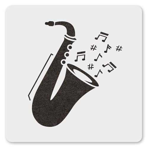 MAGJUCHE Saxophon-Schablone 15,2 cm, wiederverwendbare Musikinstrumenten-Schablone für Malerei, DIY, Handwerk, Dekoration von MAGJUCHE