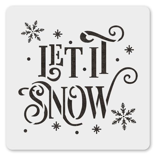 MAGJUCHE Schablone mit Aufschrift "Let It Snow", 30,5 cm, wiederverwendbare Schablone für Wandmalerei, DIY, Handwerk, Dekoration von MAGJUCHE