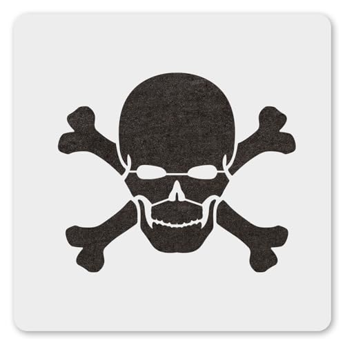 MAGJUCHE Schablone mit Totenkopf- und gekreuzten Knochen, 30,5 cm, wiederverwendbare Schablone zum Malen, Basteln, Dekor von MAGJUCHE