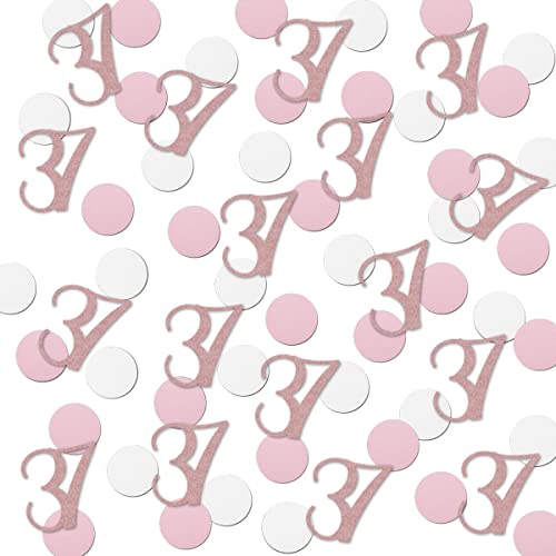 Roségold 37 Konfetti, 37. Glitzer-Geburtstag, Zahlen-Konfetti, 200 Stück, Jubiläumsparty, Tischdekoration von MAGJUCHE