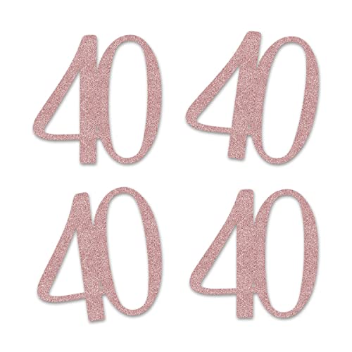 Roségold 40 ausgeschnittene Zahlen, 40. Glitzer Geburtstag Party Jubiläum Dekorationen DIY Essentials von MAGJUCHE