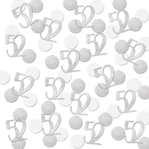Silberfarbenes Glitzer-Konfetti, 52. Geburtstag, 200 Stück, für Jahrestag, Party, Tischdekoration, Zubehör Silberfarbenes Glitzer-Konfetti, 52. Geburtstag, 200 Stück, für Jahrestag, Party, Tischdekoration, Zubehör von MAGJUCHE