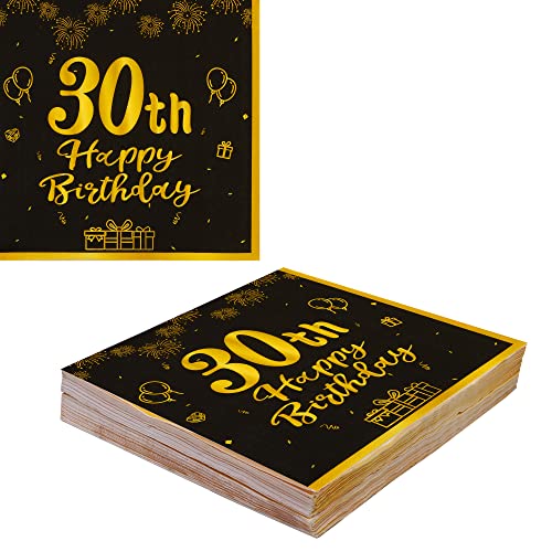 MAGLAUG Servietten 30 Geburtstag Mann Frau, Schwarz Gold Servietten Geburtstag Deko 30. Geburtstag Männer Frauen Deko Geburtstag Geburtstagsdeko Man Servietten Geburtstag 40Stück (30. geburtstag) von MAGLAUG