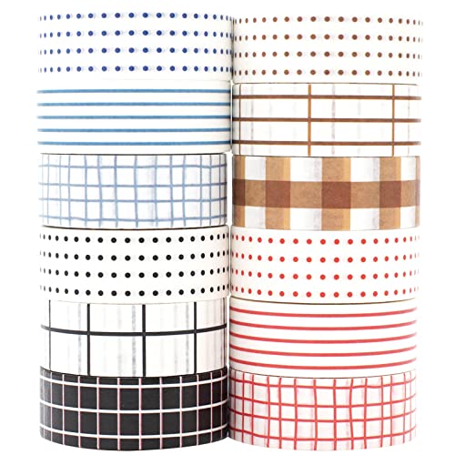 MAGLITT Grid Washi Tape Set 12 Rollen Schottenstoff Dekoratives Klebeband Bunt für Scrapbooking, Bullet Tagebuch, Planer, Geschenkverpackung MAGLITT Grid Washi Tape Set 12 Rollen Schottenstoff Dekoratives Klebeband Bunt für Scrapbooking, Bullet Tagebuch, Planer, Geschenkverpackung von MAGLITT