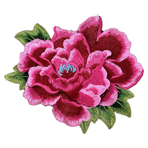 1 x farbige Stickerei-Aufnäher, Applikation, DIY-Zubehör, bestickter Aufnäher zum Aufbügeln oder Aufnähen für Jacken, Kleidung, Kleider, Jeans, Hut, Rucksäcke, Kleidung (Rosenblume) von MAGNEECH
