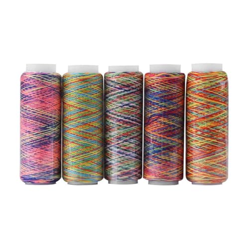 MAGT 5er Set Nähgarn, Iridescent Hand Sewing String Spool Gradient Quilting Stickgarn Spulen Bekleidungszubehör für Stick- und Nähmaschinen von MAGT