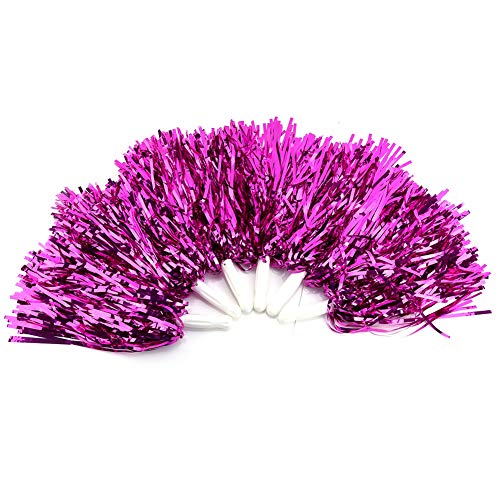 MAGT Cheerleading Poms, 7 Farben 6 Stück Cheerleader Pompons Party Dance Kostüm Zubehör Set Ball Dance Fancy Party(Rose rot) von MAGT