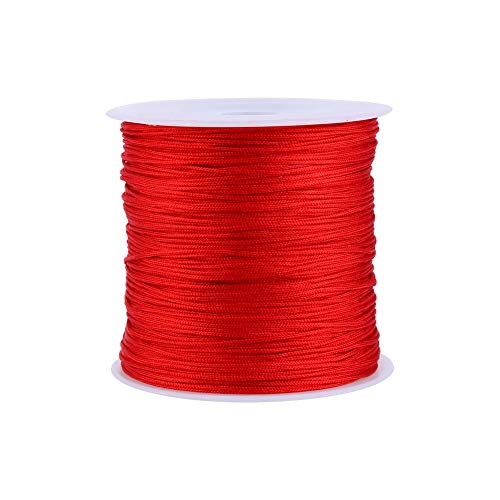 MAGT Rattail Satin Nylon Trim Cord, 100M x 0,8 mm Nylon Chinese Knot Cord Rattail Macrame Shamballa Thread String Rot von MAGT