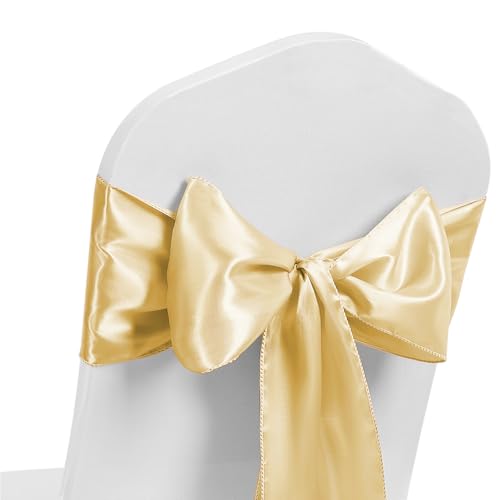 MAGTOWNE Champagner-Satin-Stuhlschärpen, 50 Stück, Stuhlbänder, Champagner-Stuhlschleifen für Party, Hochzeit, Geburtstag, Empfang, Zeremonie, Babyparty, Bankett, Dekoration MAGTOWNE Champagner-Satin-Stuhlschärpen, 50 Stück, Stuhlbänder, Champagner-Stuhlschleifen für Party, Hochzeit, Geburtstag, Empfang, Zeremonie, Babyparty, Bankett, Dekoration von MAGTOWNE