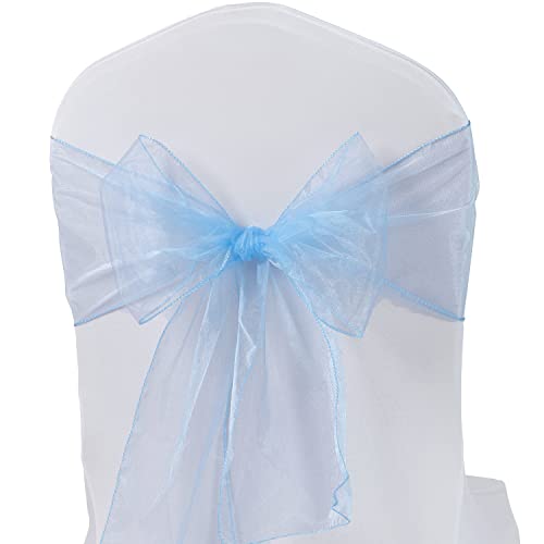 MAGTOWNE Organza-Stuhlschärpen, 50 Stück, universelle Chiffon-Knoten, hellblau, Stuhlschleifen für Hochzeit, Party, Empfang, Zeremonie, Bankett, Dekorationen – Hellblau MAGTOWNE Organza-Stuhlschärpen, 50 Stück, universelle Chiffon-Knoten, hellblau, Stuhlschleifen für Hochzeit, Party, Empfang, Zeremonie, Bankett, Dekorationen – Hellblau von MAGTOWNE