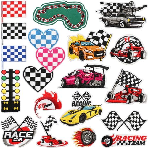 20 Stück Rennwagen Bügelflicken, zum Aufnähen / Aufbügeln, Reparaturapplikation, Autospiel, bestickte Flicken für T-Shirts, Jacken, Jeans, Westen, Hüte, Rucksäcke 20 Stück Rennwagen Bügelflicken, zum Aufnähen / Aufbügeln, Reparaturapplikation, Autospiel, bestickte Flicken für T-Shirts, Jacken, Jeans, Westen, Hüte, Rucksäcke von MAHAI