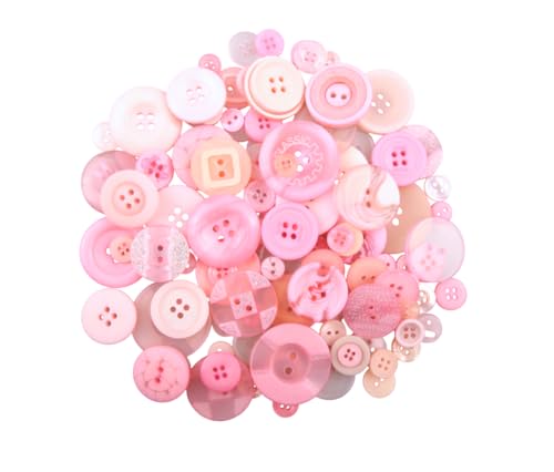 1 Box 100 g gemischte runde Harzknöpfe zum Basteln, Nähen, Malen, handgemachtes Ornament (Rosa) von MAHAVIMOKSA