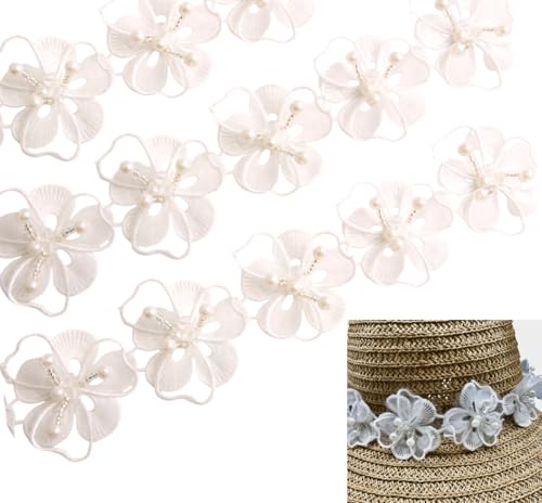 3D-Blumenband mit Spitzenbordüre, 34 Stück, 50 mm, 34 Stück, Dekoration (weiß) von MAHAVIMOKSA