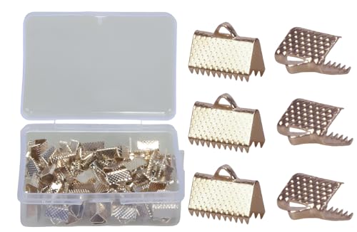 MAHAVIMOKSA 1 Box 200 Stück Bandend-Crimpklemmen für Bastelarbeiten, Schmuckherstellung (10 mm, Roségold) von MAHAVIMOKSA