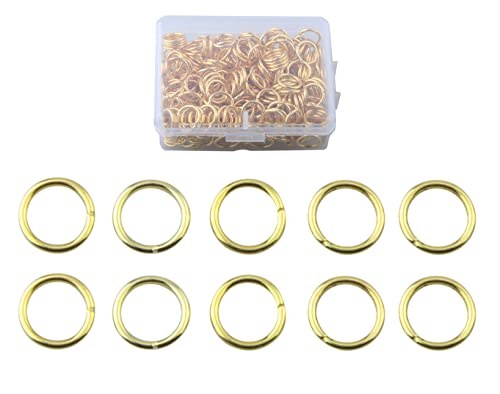 MAHAVIMOKSA 1 Box 200 Stück Legierungs-Binderinge für DIY-Reparatur, Schmuckherstellung, Halsketten, Armbänder, Ohrringe (12 mm, Gold) von MAHAVIMOKSA