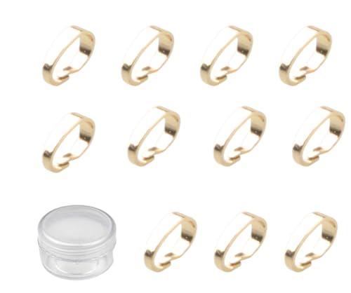 MAHAVIMOKSA 1 Box mit 100 Stück Echtgold gefüllte 7 x 5 mm Quetsch-Clips, Bügelverschluss, Halsketten-Verschlüsse, Anhängerverbinder für Bastelarbeiten, Schmuckherstellung (14 Karat Gold) von MAHAVIMOKSA