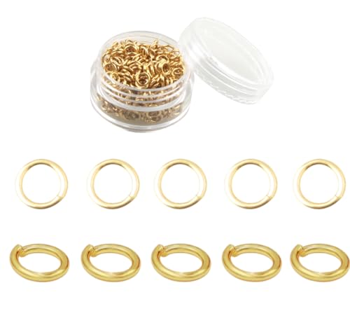 MAHAVIMOKSA 1 Box mit echt-vergoldetem Biegering, Mini-Ringe für DIY-Schmuckherstellung, Halsketten, Armbänder, Ohrringe, Kunsthandwerk (18 Karat Gold, 4 mm) von MAHAVIMOKSA