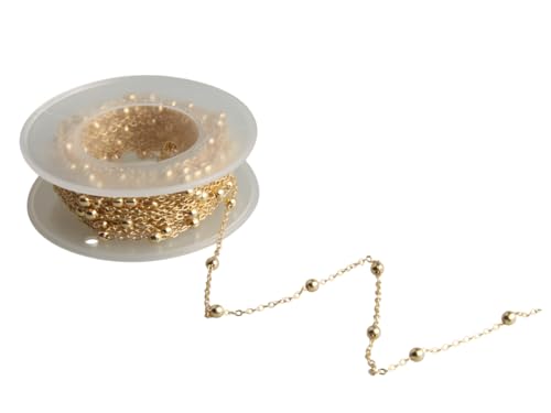 MAHAVIMOKSA 1 Rolle 4,5 m echt vergoldete Kabelglieder 3,5 mm Kugelkette für Halsketten, Ohrringe, Armbänder, Schmuckherstellung, Kunsthandwerk (Roségold) von MAHAVIMOKSA