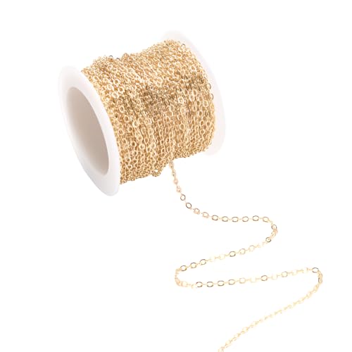 MAHAVIMOKSA 1 Rolle 4,8 m Echtgold gefüllt, 2 mm O-Form, Gliederkette für Halsketten, Ohrringe, Armbänder, Schmuckherstellung, Kunsthandwerk (14 Karat Gold) von MAHAVIMOKSA