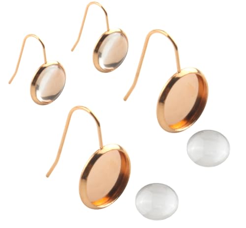 MAHAVIMOKSA 10 Sets/20 Stück Edelstahl-Ohrdraht-Haken Cabochon-Fassung Ohrring-Lünette mit Glaskuppeln für DIY-Harz-Ohrringe (Roségold) von MAHAVIMOKSA