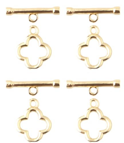 MAHAVIMOKSA 10 Sets 14 Karat echt-vergoldete 12 mm Kleeblatt-Form OT-Knebelverschlüsse OT-Endverschlüsse Verbindungsstange für Armband, Halskette, Schmuckherstellung MAHAVIMOKSA 10 Sets 14 Karat echt-vergoldete 12 mm Kleeblatt-Form OT-Knebelverschlüsse OT-Endverschlüsse Verbindungsstange für Armband, Halskette, Schmuckherstellung von MAHAVIMOKSA